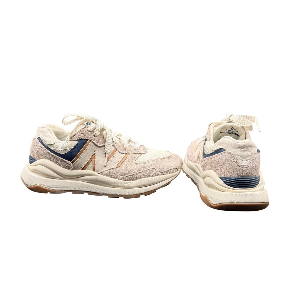 New Balance 5740 Cream Pink Navy Sneakers Women’s 8 Suede Dad Shoes